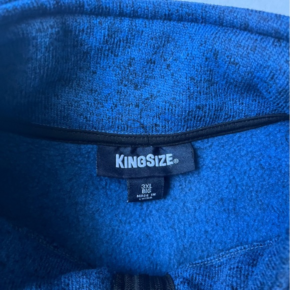 KingSize Mens Knit Fleece 1/4 Zip Blue/Black Heather 3XL Big - Picture 4 of 8